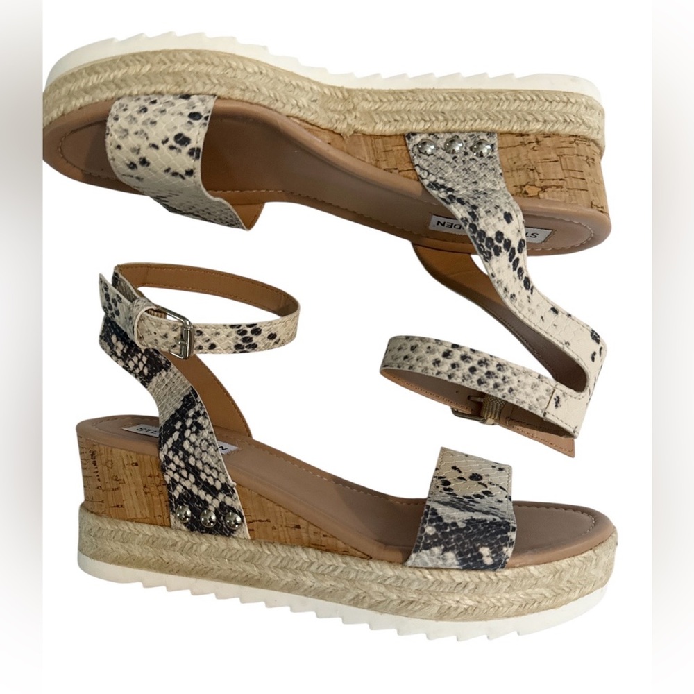 Steve Madden Snakeskin Espadrille Platform Sandals Size 8.5 NWOT